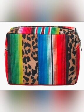 Ngil Serape Stripe & Leopard Print Makeup Bag GUC